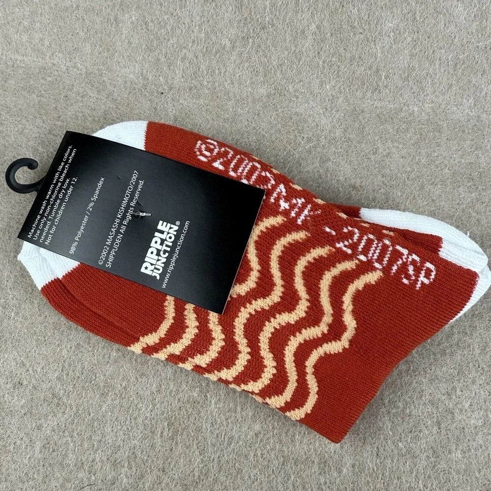 Naruto Shippuden Ichiraku Ramen Socks Ripple Junction Anime Red Crew One Size‎